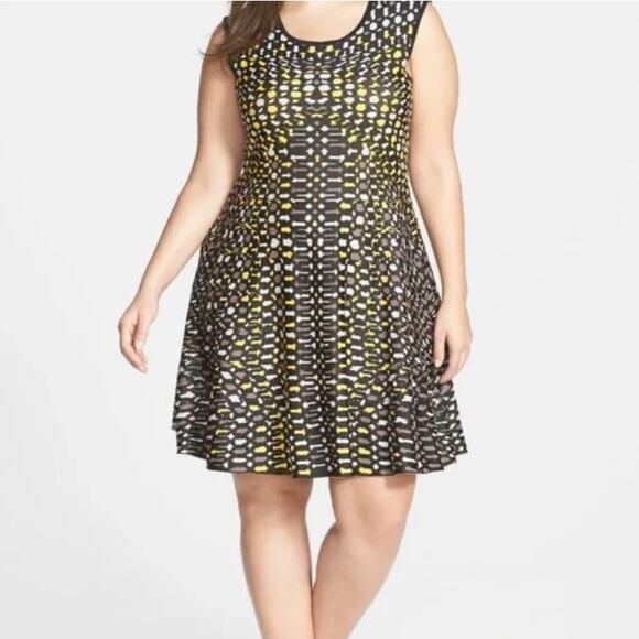 Nic + Zoe Jagged Dot Knit Fit n’ Flare Dress XL - Picture 1 of 6